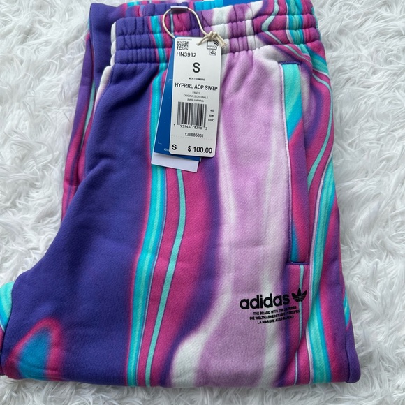 Adidas NWT Trippy Psychedelic Multicolor Drip All Over Print Sweatpants - Picture 2 of 9